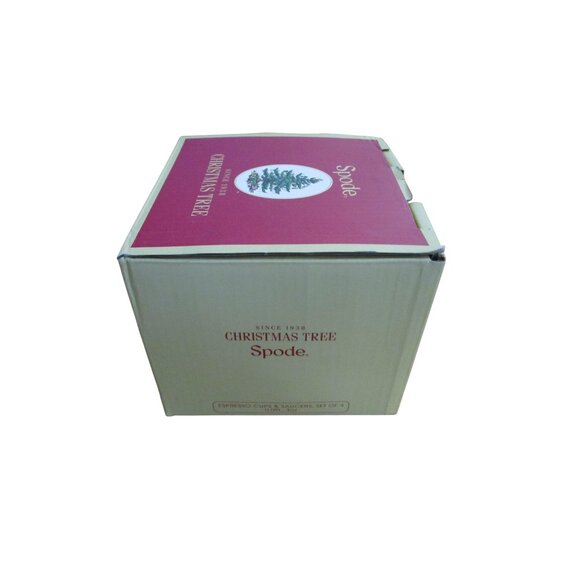 Spode Christmas Tree Demitasse Espresso Cups & Saucers Set Of 4 New In Box - Picture 12 of 16